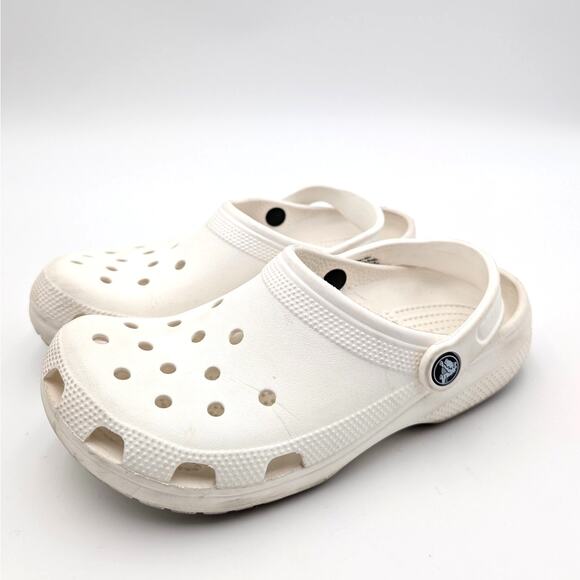 Crocs Classic Clogs Ankle Strap Round Toe Slip On Shoes Kids White Size J6 EU22 - Picture 1 of 10